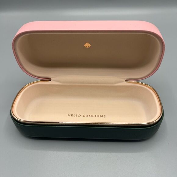 Kate Spade Hello Sunshine Pink Green Hard Shell Eyeglass Case Cleaning Case - Picture 3 of 6